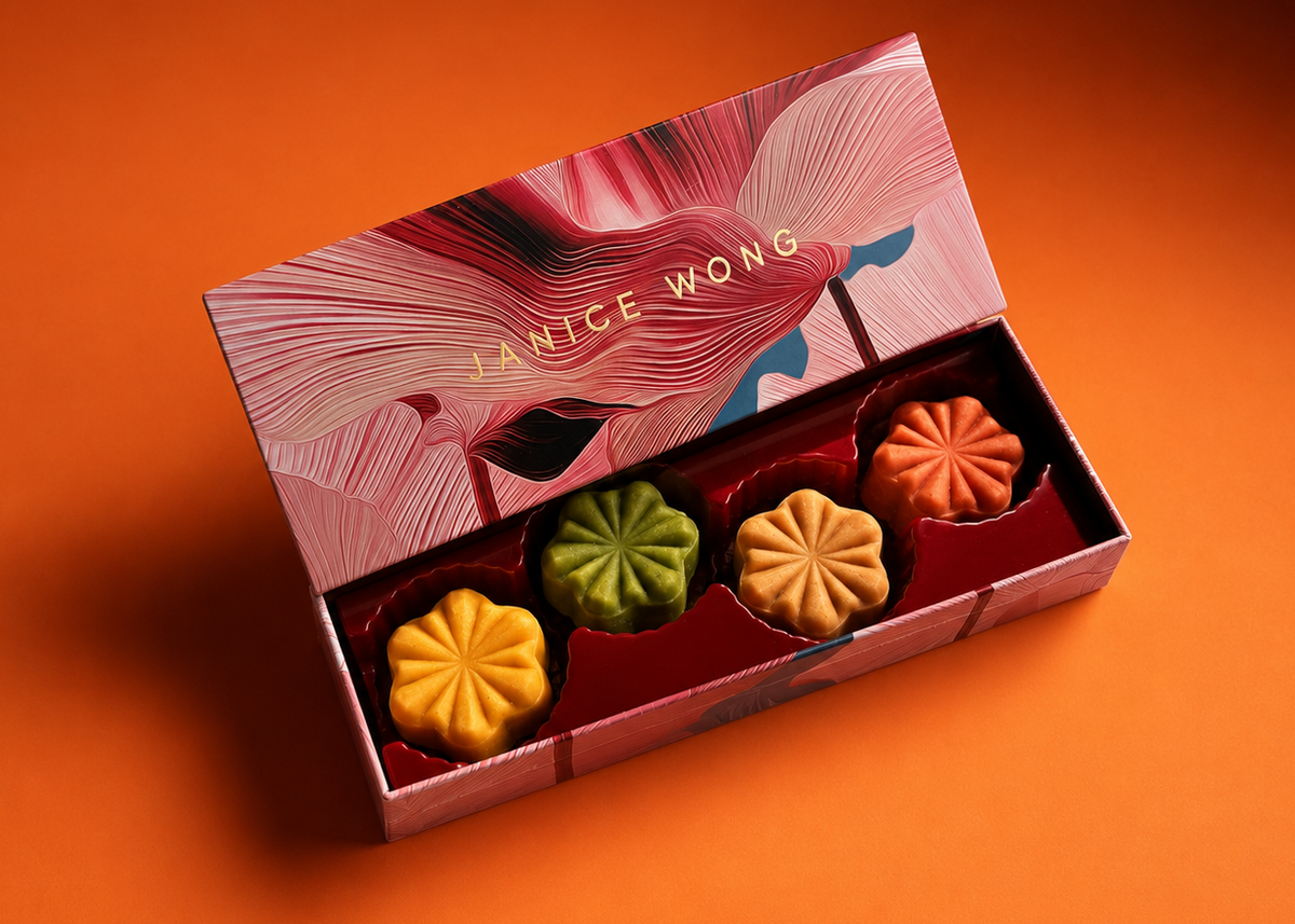 Baked Floral Mooncakes Tin of 4