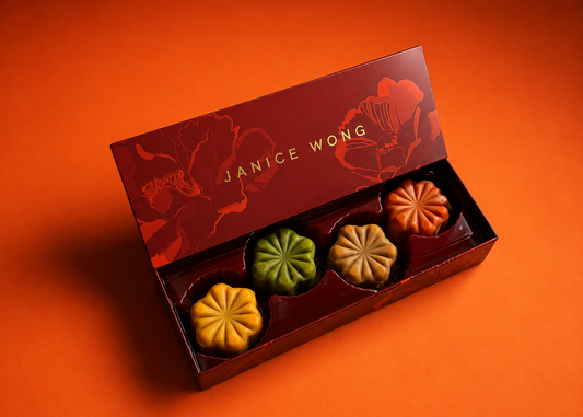 Red Tin Baked Floral Mooncakes Tin of 4